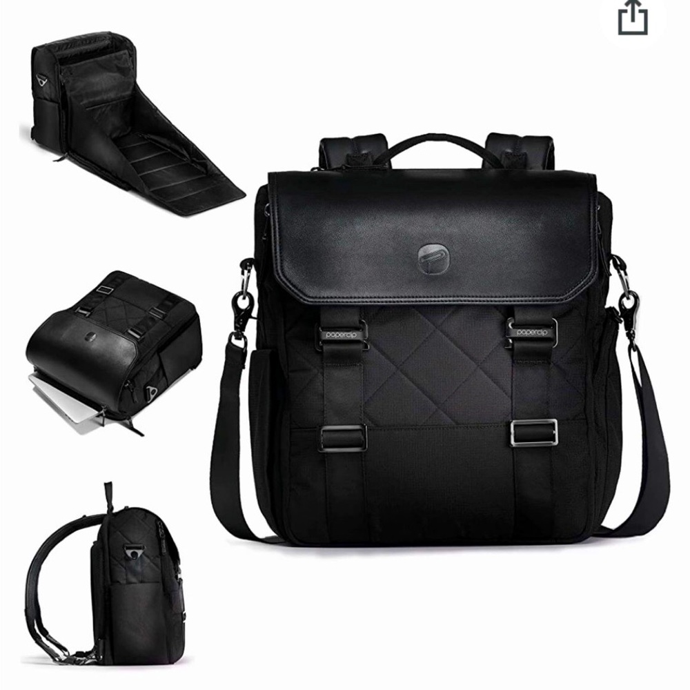 Lux, modern Paperclip diaper backpack with stroller straps